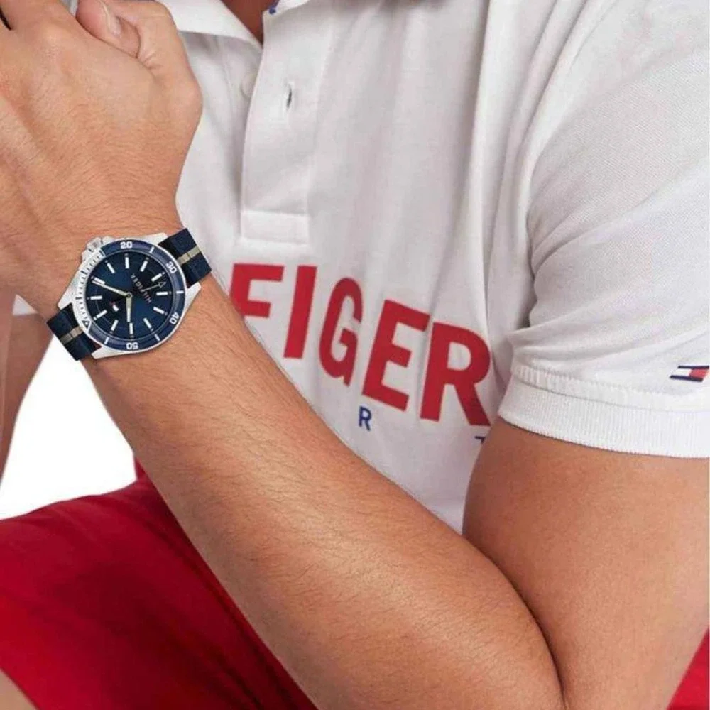Tommy Hilfiger Men's Blue Sports Watch‎ Made With Recycled Plastic